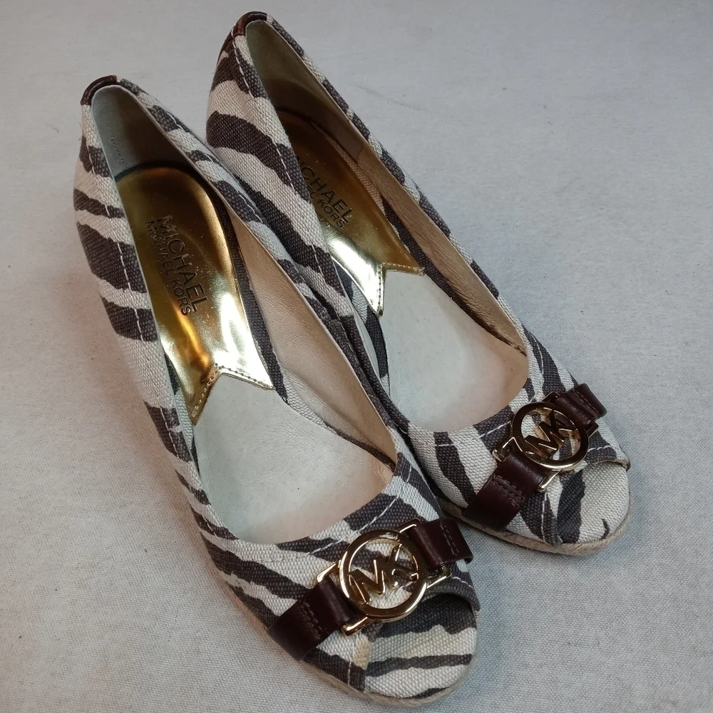 Michael Kors Zebra Print Wedge Platform Espadrille